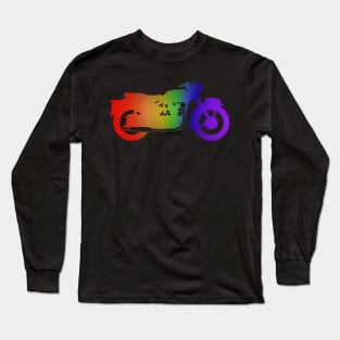 Rainbow Motorcycle Silhouette (Triumph) Long Sleeve T-Shirt